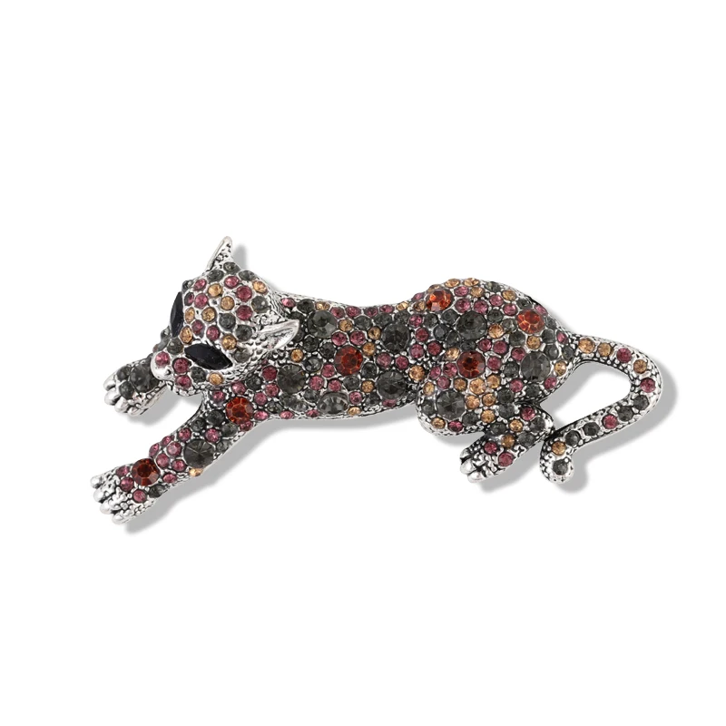 Мулинда винтажная брошь с леопардом серого цвета для мужчин и женщин, украшение для костюма, шарфа, свитера, зажим на ткань, подарок.