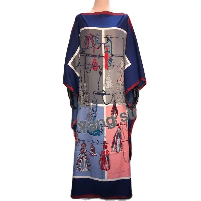 Африканская мода блоггер рекомендуется популярный Шелковый кафтан с принтом