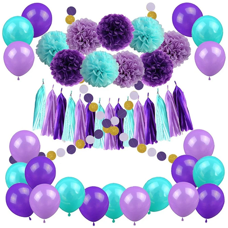 

Artificial Paper Flower Pompoms Decor Birthday Latex Balloons Decoration Mermaid Party Baby Shower Boy Girl Favors