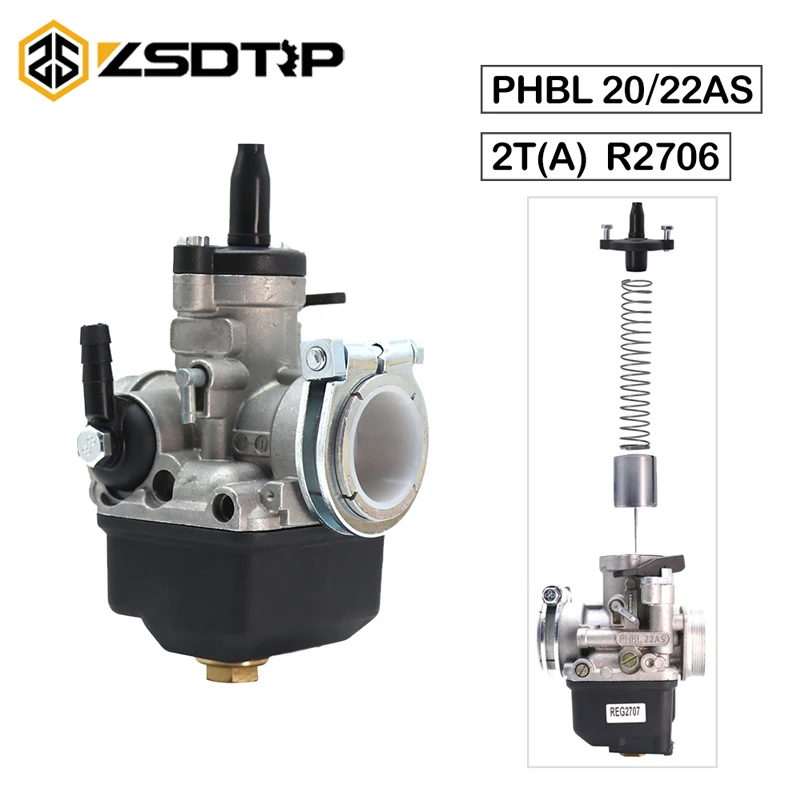 Карбюратор ZSDTRP Dellorto PHBL 20AS/22AS 2T(A) R2706/R2707 20 мм 22 для мотоцикла 50 250cc Biland 250 twin kart