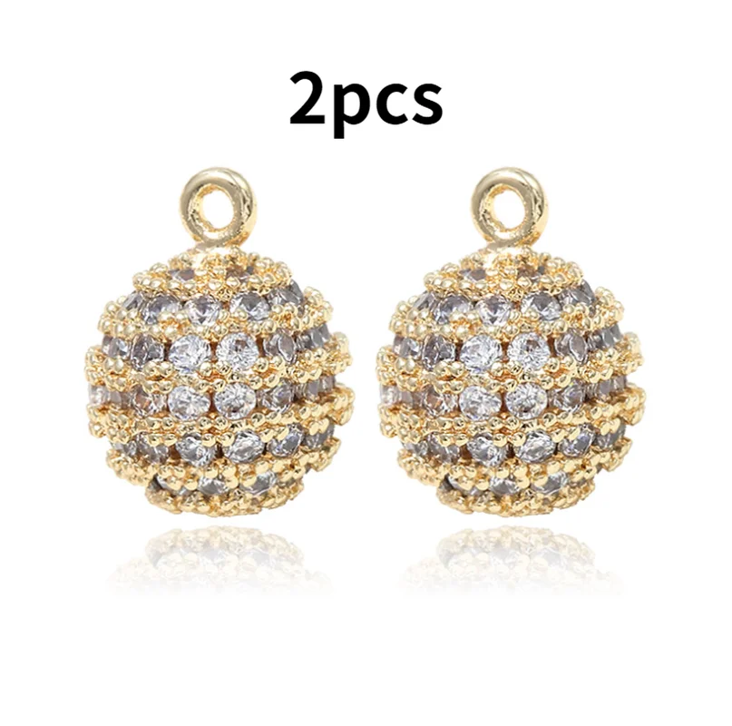 

2pcs 10x12mm Round Geometric Charms for Jewelry Making Best Quality Brass Cubic Zirconia Pendant for Jewelry Accessory