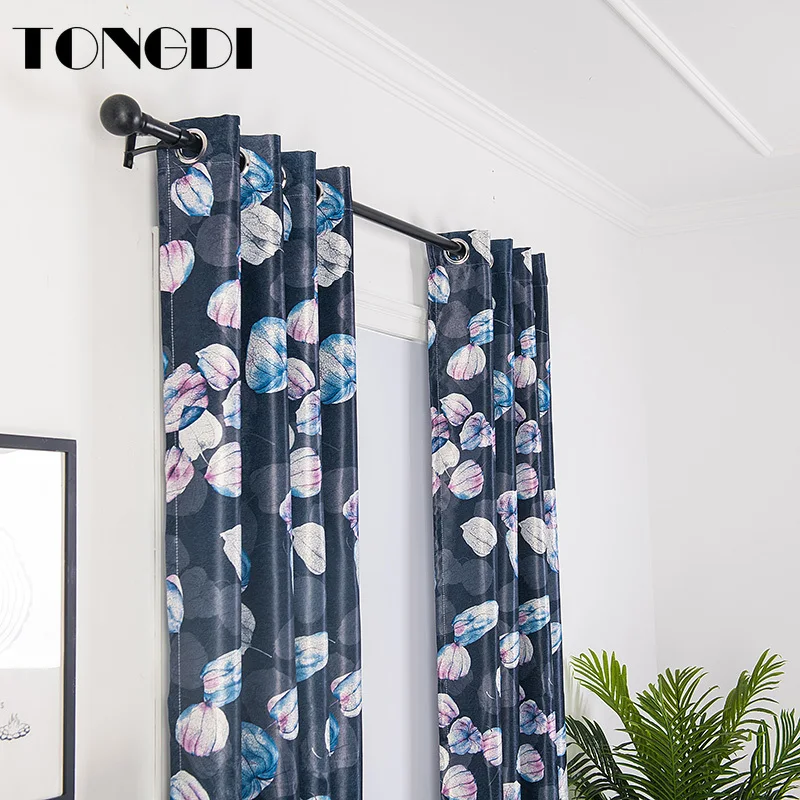 Светонепроницаемые шторы TONGDI элегантные цветные фланелевые с цветочным принтом