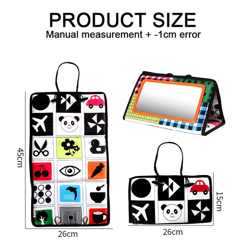 

Infant Floor Mirror Toy Baby Two-in-one Black And White Color Shape Puzzle Baby Cloth Book Toy 0-3 Years Old