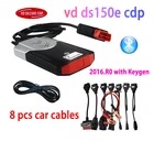 Бесплатная доставка 2019 VD DS150E CDP Bluetooth 2016.R0 с генератором ключей на компакт-диске диагностический сканер для автомобилей delicht OBD2 obdii pro