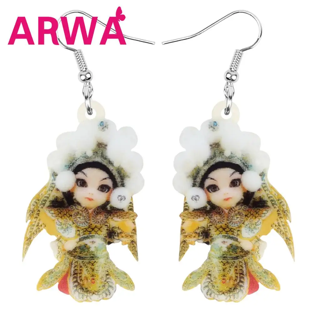 ARWA акриловые китайские Пекинские опера серьги с принтом персонажа свисающие