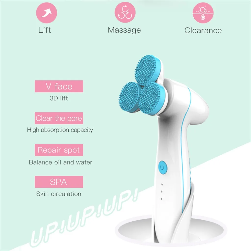 Мощная щетка для чистки лица Водостойкий силиконовый очиститель электрическая