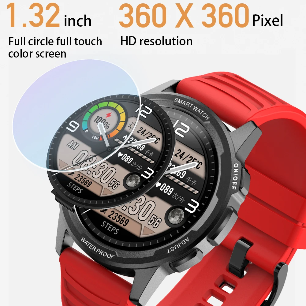 

360*360 HD Screen Smart Watch Men 3ATM Waterproof Sports Clock Full Touch Heart Rate Monitor Smartwatch for IOS Android Phone