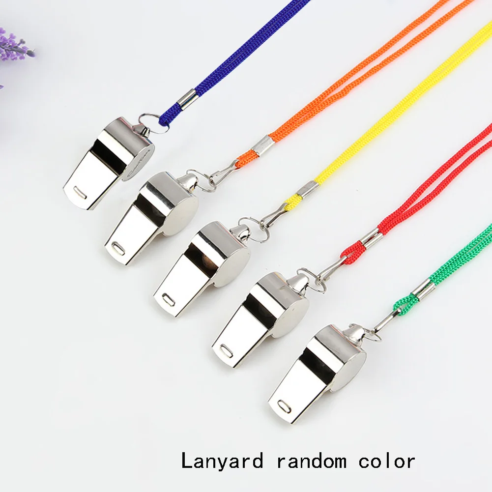 

Portable Race Smooth Stainless Steel Wear Resistant Game Outdoor Loud Sound Whistle With Lanyard Sports Competition Referee