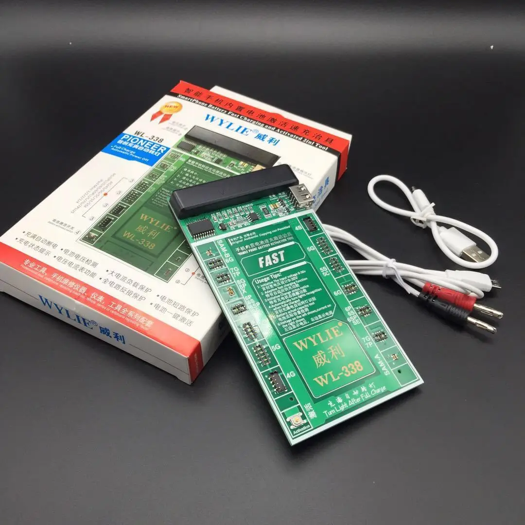 Профессиональная плата активации и зарядки аккумуляторов WYLIE WL-338 с USB-кабелем для iPhone X 8P 8 7 7p 6S 6sp 6 6p 5 5s 5C 4S 4 Samsung.