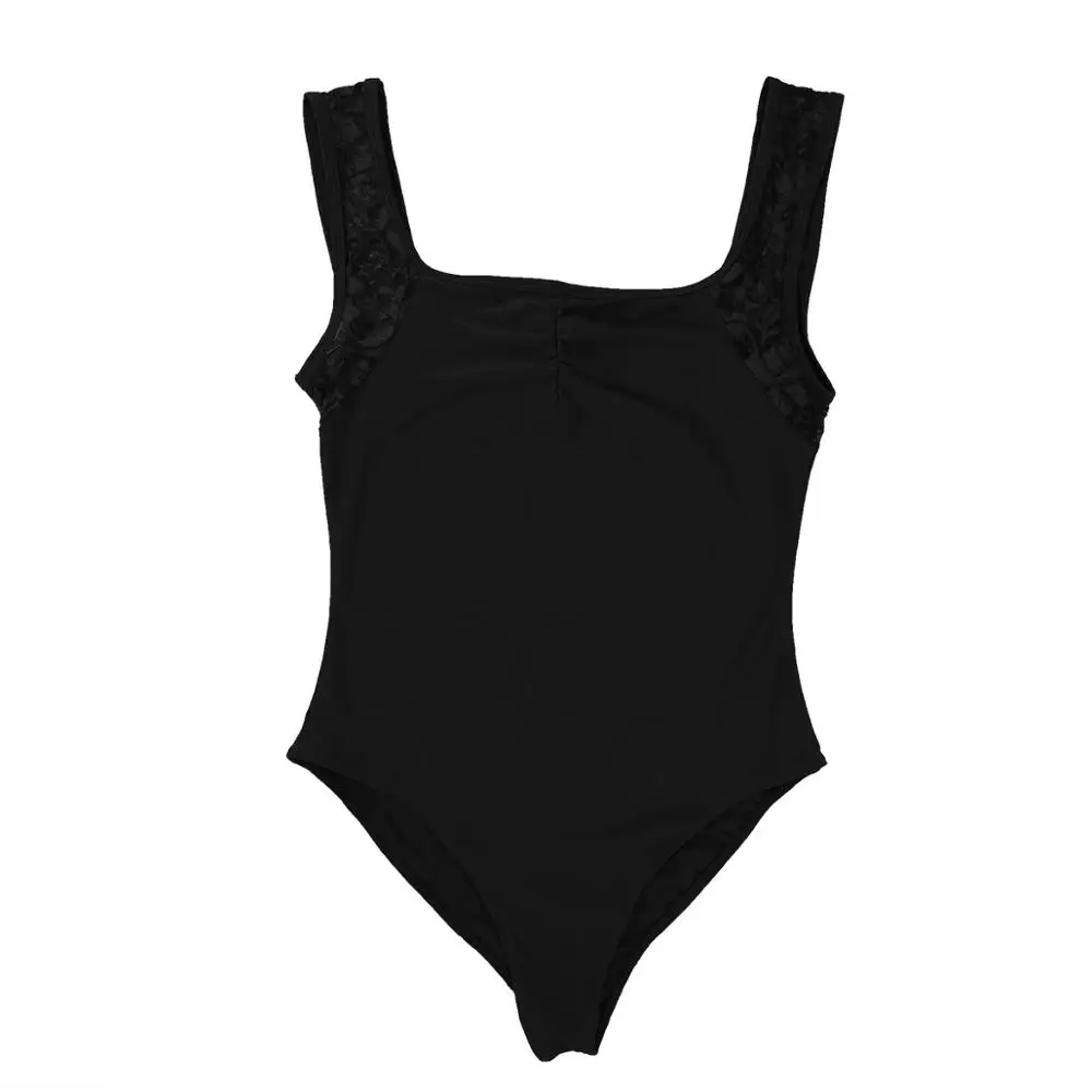 Женский балетный купальник без рукавов эластичный гимнастический с открытой