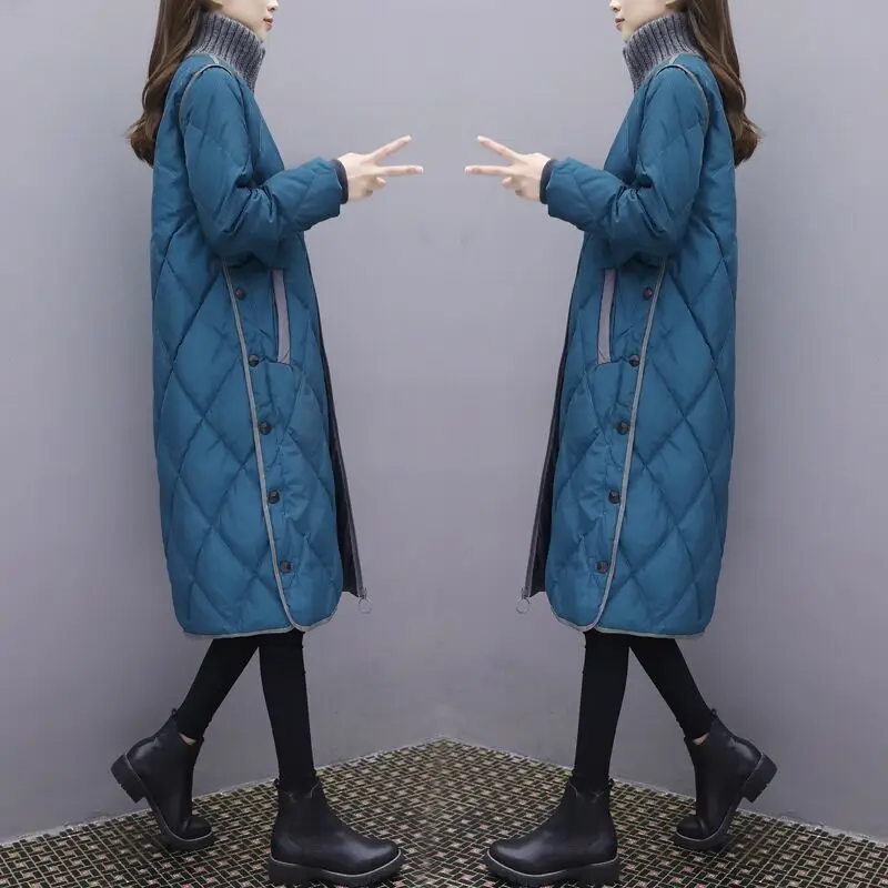 2021 New Fashion Women Autumn Winter Long Padded Clothing Female Down Cotton Jacket Slim Parkas Ladies Coats 4XL Coat