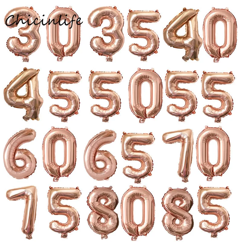 Chicinlife розовое золото 40 дюймов 30 35 40 50 60 65 70 воздушные шары свадьба юбилей для взрослых день рождения украшения 30 воздушные шары