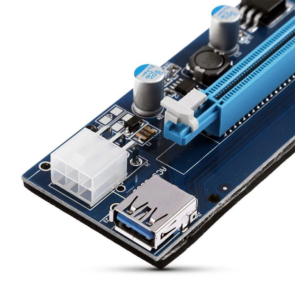 

VER006C 4 Slots PCI-E Riser Card PCI Express PCIE 1X to 16X Extender Adapter Cable SATA 15Pin to 6Pin Power for Mining Miner
