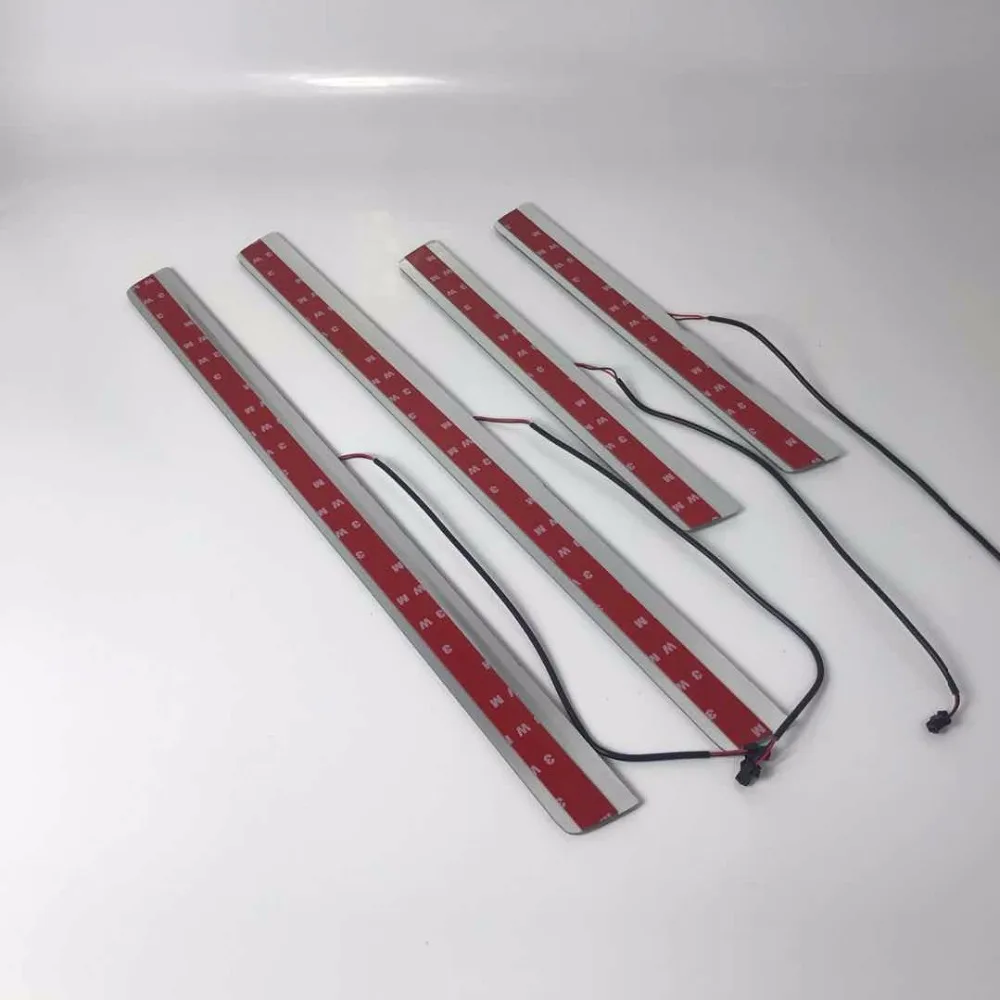 

Express delivery led door sill plate strip welcome light threshold guard protectors for Toyota land cruiser prado