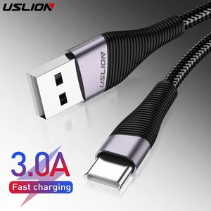 USB-кабель USLION 2 м Type-C для Samsung S10 Huawei P30 Pro 3,0 А, провод для быстрой зарядки телефона Type-C, зарядный USB-кабель для Samsung s9
