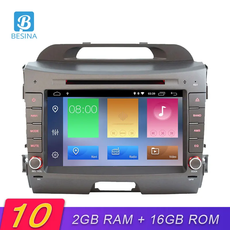 Автомобильный DVD плеер Besina Android 10 для KIA Sportage 2010 2018 мультимедиа GPS навигация стерео