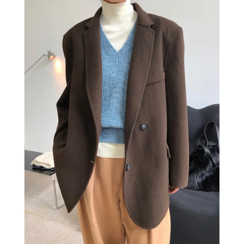 

DEAT 2021 New Women Fashion Solid Color Loose V-neck Sleeveless Office Lady Wool Knitted Vest Top Spring And Autumn 7E1866