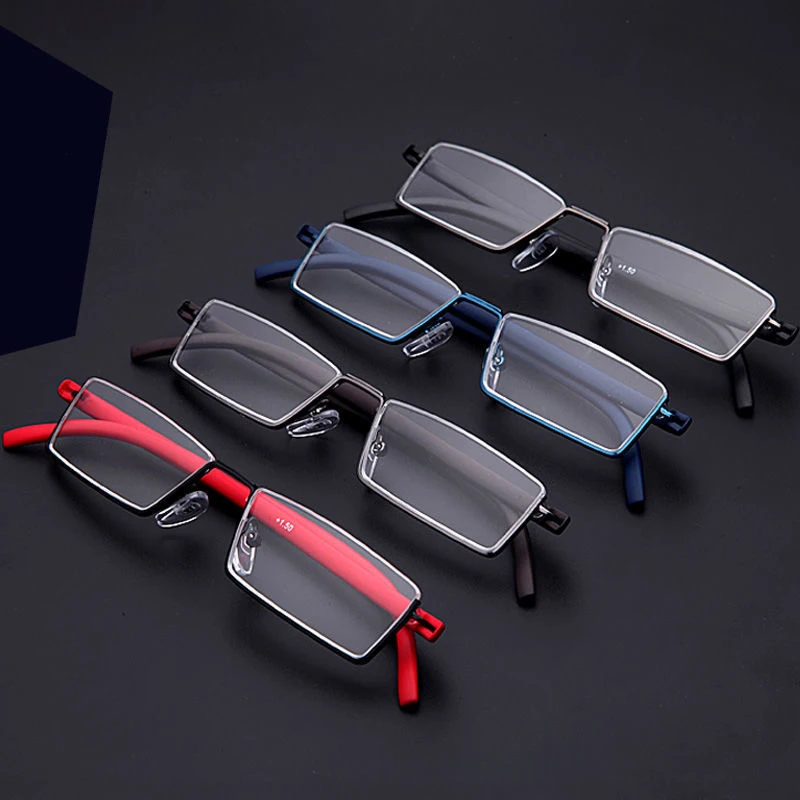 

Square Design Reading Glasses Ultralight TR90 Half Frame Semi Rimless Presbyopic Eye Glasses Alloy Hyperopia Glasses Male +3.5+4