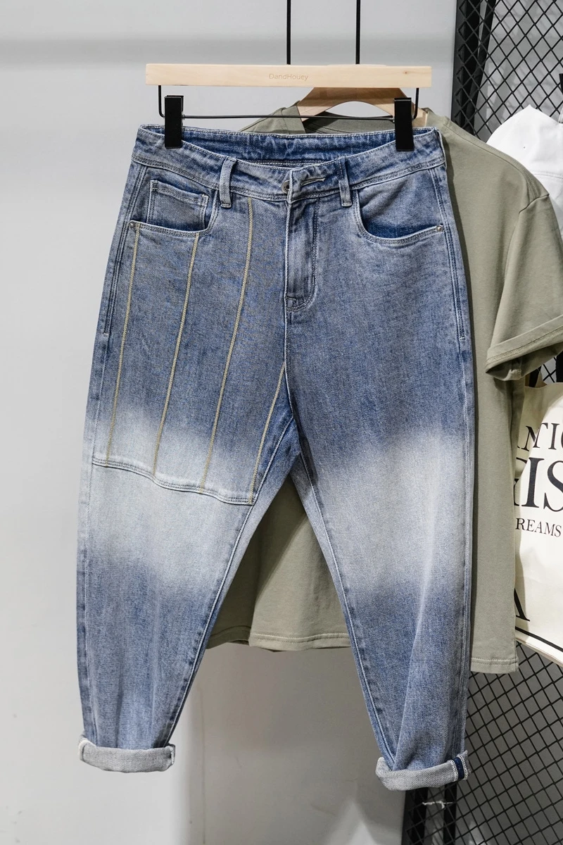 

2021 popular logo Loose Straight-leg Halon Pants Graduates Character Mid-waist Jeans for Men's Korean Pants