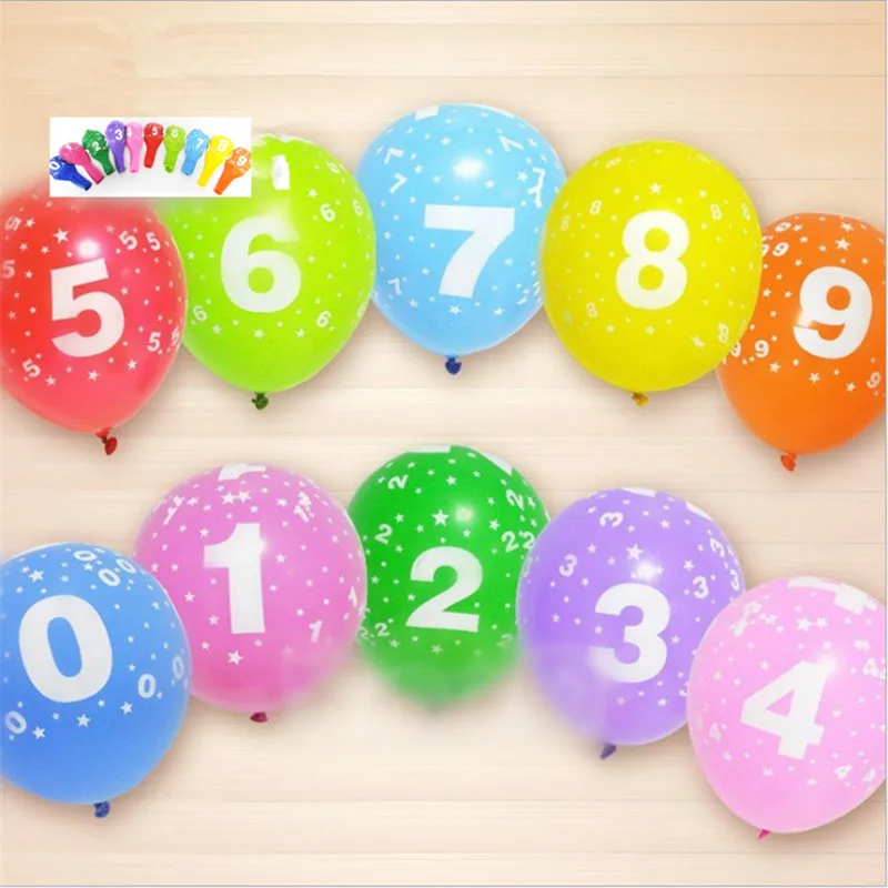 10PCS12 дюймов цифровой латексный шар разноцветные Блестки Детские вечерние