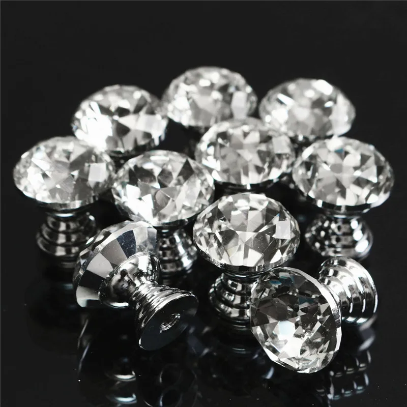 10 шт./компл. 20 мм прозрачная ручка шкафа из хрустального стекла для выдвижных