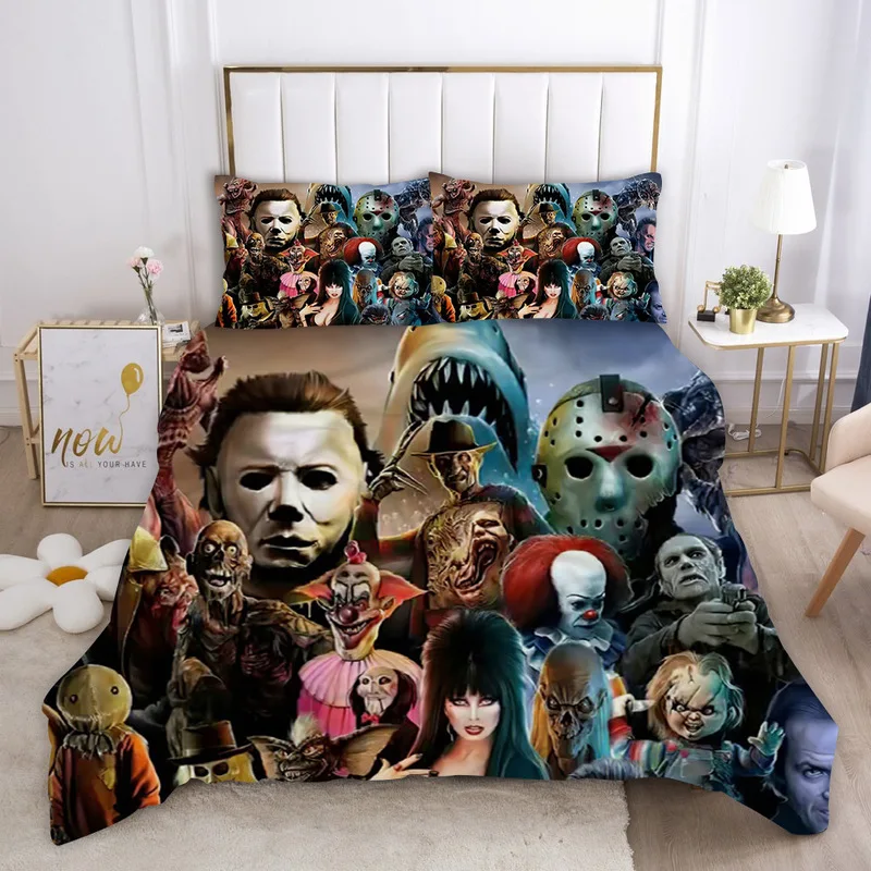 ?? アメリカのホラー映画3D寝具セット布団カバー作品子供のゲームベッドカバー寝具セット枕カバー (なしシーツ)