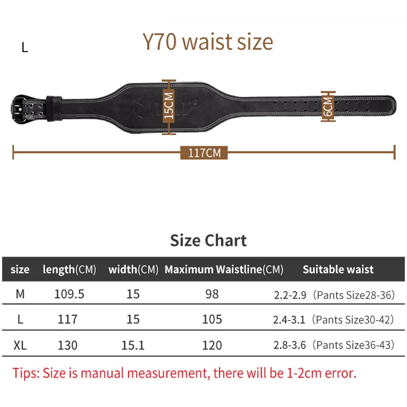 

TMT Genuine Leather Weight Lifting Belt Back Support Fitness Waist Belt Gym with Steel Buckle for Men Powerlifting Weight Loss