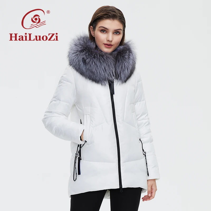 Новинка 2021 женская зимняя куртка HaiLuoZi Короткое женское пальто с капюшоном и