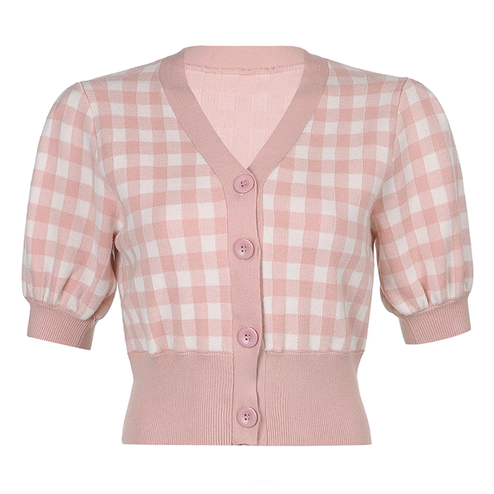 

Women Fashion Block Plaid Crop Top Stylish Long Sleeve Tops for Ladies Female Women Blouses Short Sleeve Young Girls Shirts