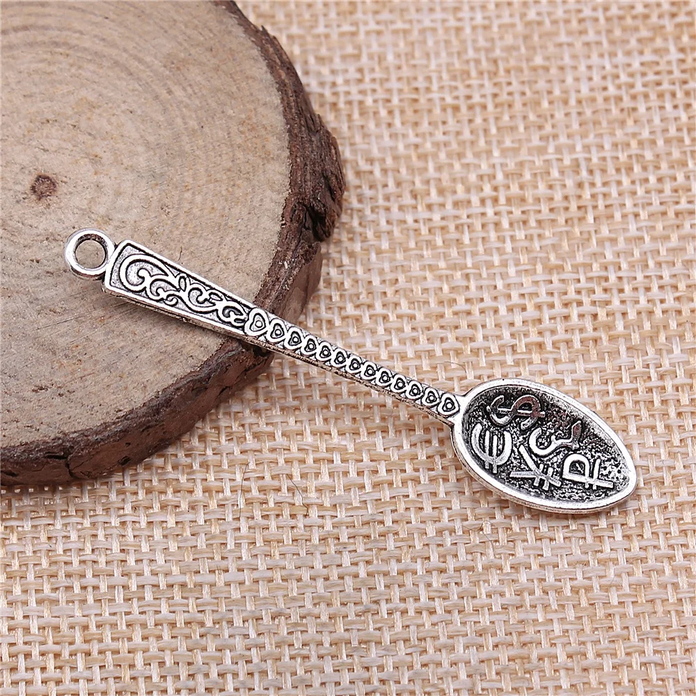 

Jewelery Pendants Making Charms For Jewelry 10pcs Rich Spoon Charms 12x57mm Antique Silver Plated