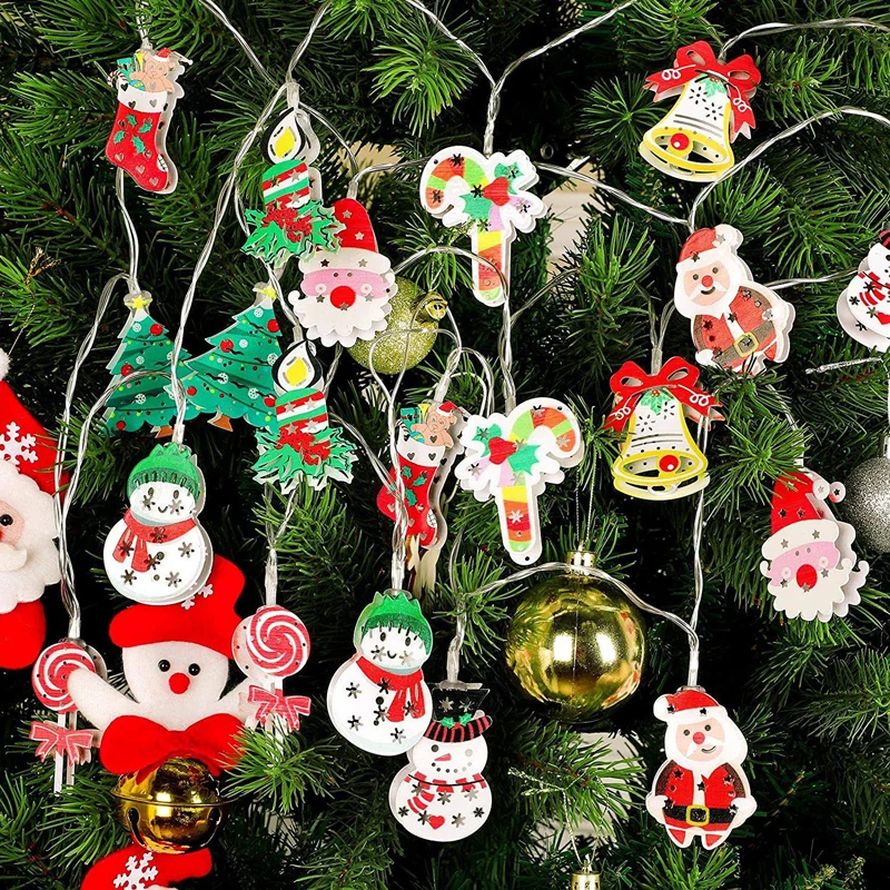 

Festoon Christmas String Lights Fairy Battery Operated LED Garland Santa Claus Snowman Xmas Tree New Year Home Decorations 2022