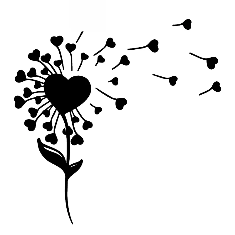 

Creativity Car Sticker Love Flower Heart Fashion PVC Car Decoration Accessories Sticker Waterproof Sunscreen Black/White,17*16cm