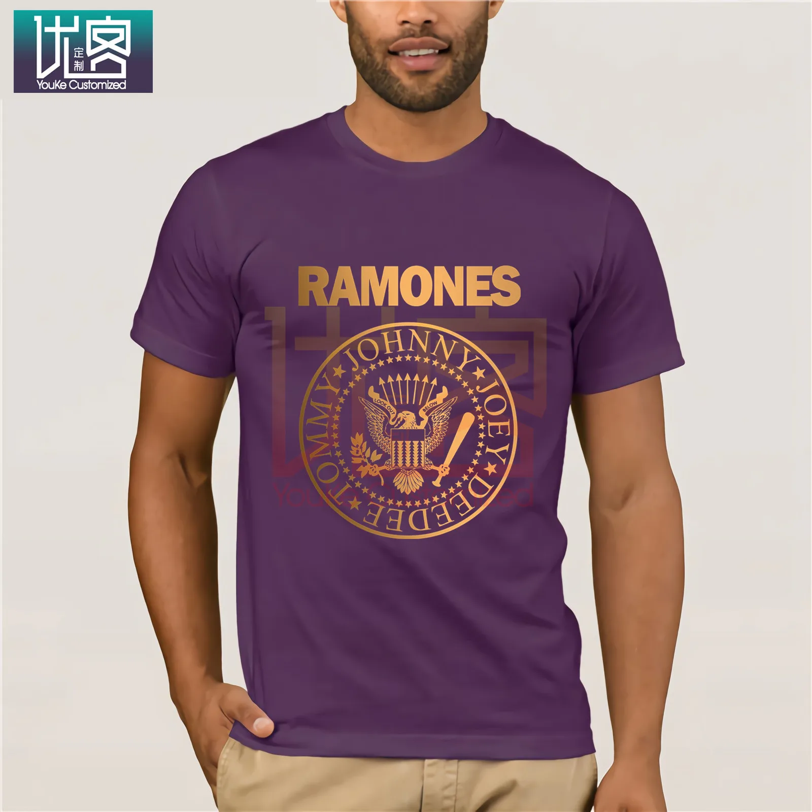 Винтажная футболка с логотипом Ramone популярная одежда круглым вырезом 100% хлопок