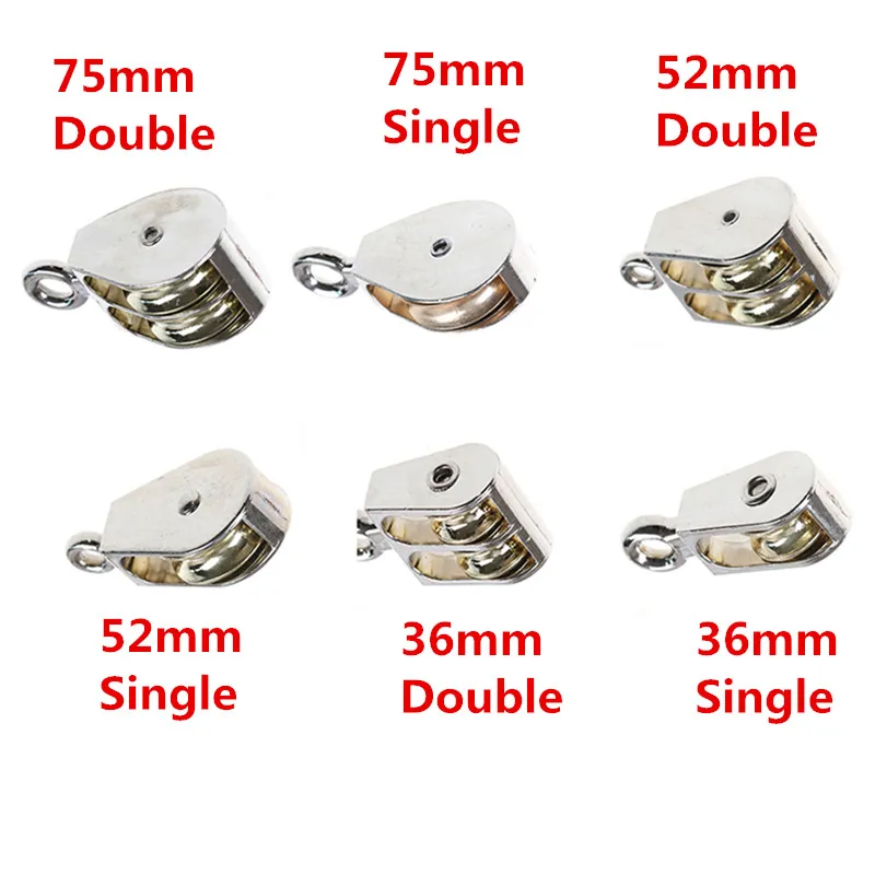 36/52/75mm Metal Sheave Zinc Alloy Fixed Pulley Crown Block And Tackle Lifting Wheel Mini Single/Double Pulley For DIY
