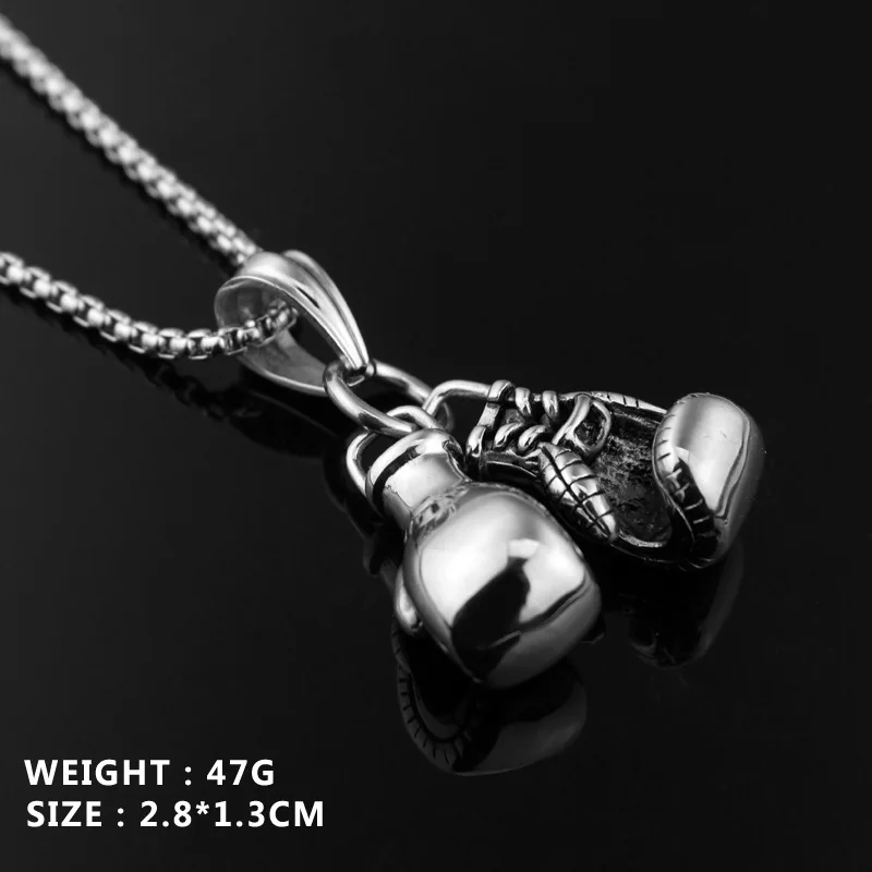 

HANGZHI 2021 NEW Fitness Boxing Gloves Alloy Necklace Domineering Fashion Punk Pendant Accessories Fitness Equipment Necklace