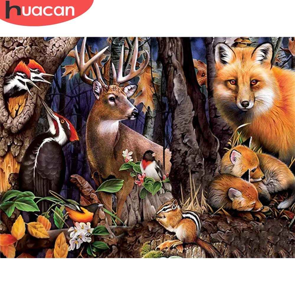 

HUACAN Diamond Painting Fox Full Square Drill Cross Stitch New Arrival Diamond Embroidery Kit Animal Mosaic Deer Decor For Home