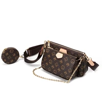 fashion brand printing 3 in 1 shoulder bag messenger leather floar crossbody bag tote clutch new handbag
