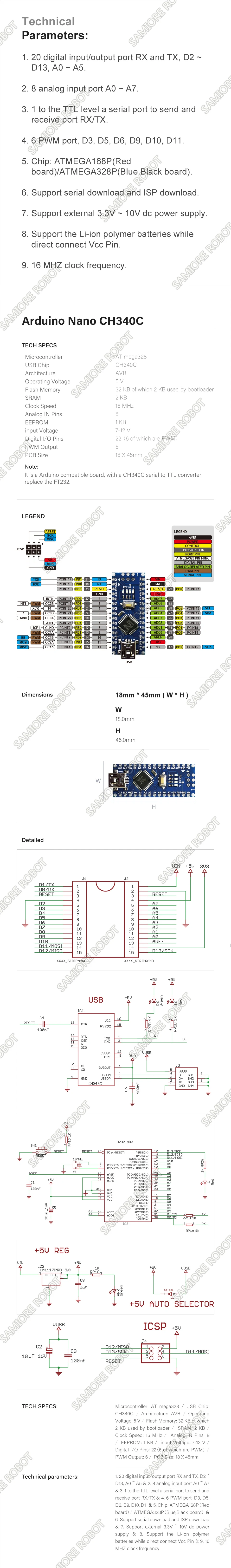 100 шт. мини-usb/MICRO USB Nano 3,0 ATMEGA328P/ATMEGA168P контроллер совместимый NANO CH340 USB драйвер без кабеля