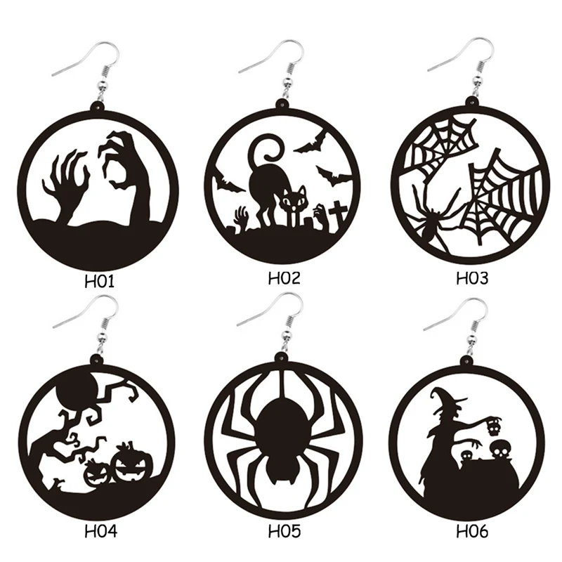 Акриловые Хэллоуин серьги большой круглый круг полые паутина подвески в форме