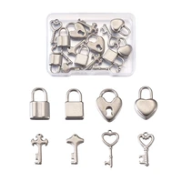 24pcs stainless steel key lock charms couple lover pendants for hip hop necklace bracelet diy jewelry making accessories