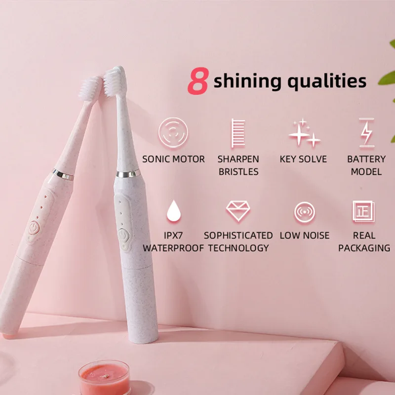 

Electric Toothbrush Couple Ultrasonic Adult Non-Rechargeable Soft Hair Automatic Waterproof 2 Brush Head Travel Set