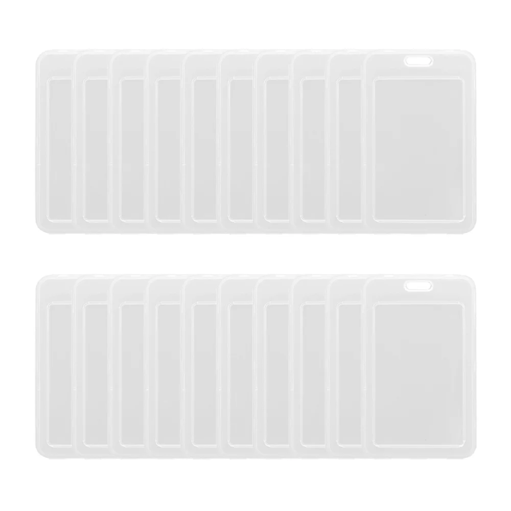 

20PCS Transparent ID Badge Holder Frosted Name Tag ID Holder (White)