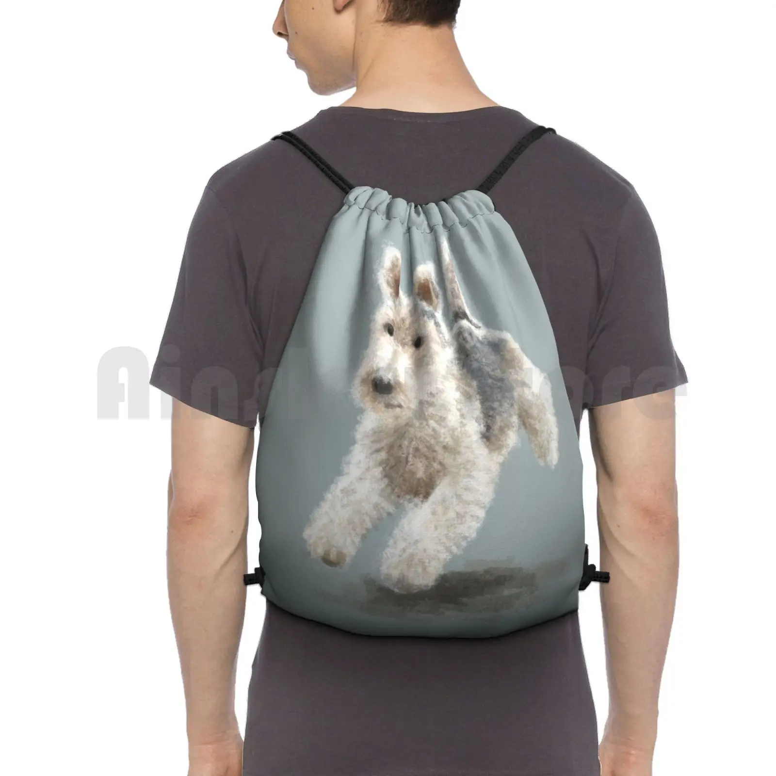 The Fox Terrier Backpack Drawstring Bags Gym Bag Waterproof Fox Foxy Foxies Dog Dogs Terrier Terriers Small Breed Breeds