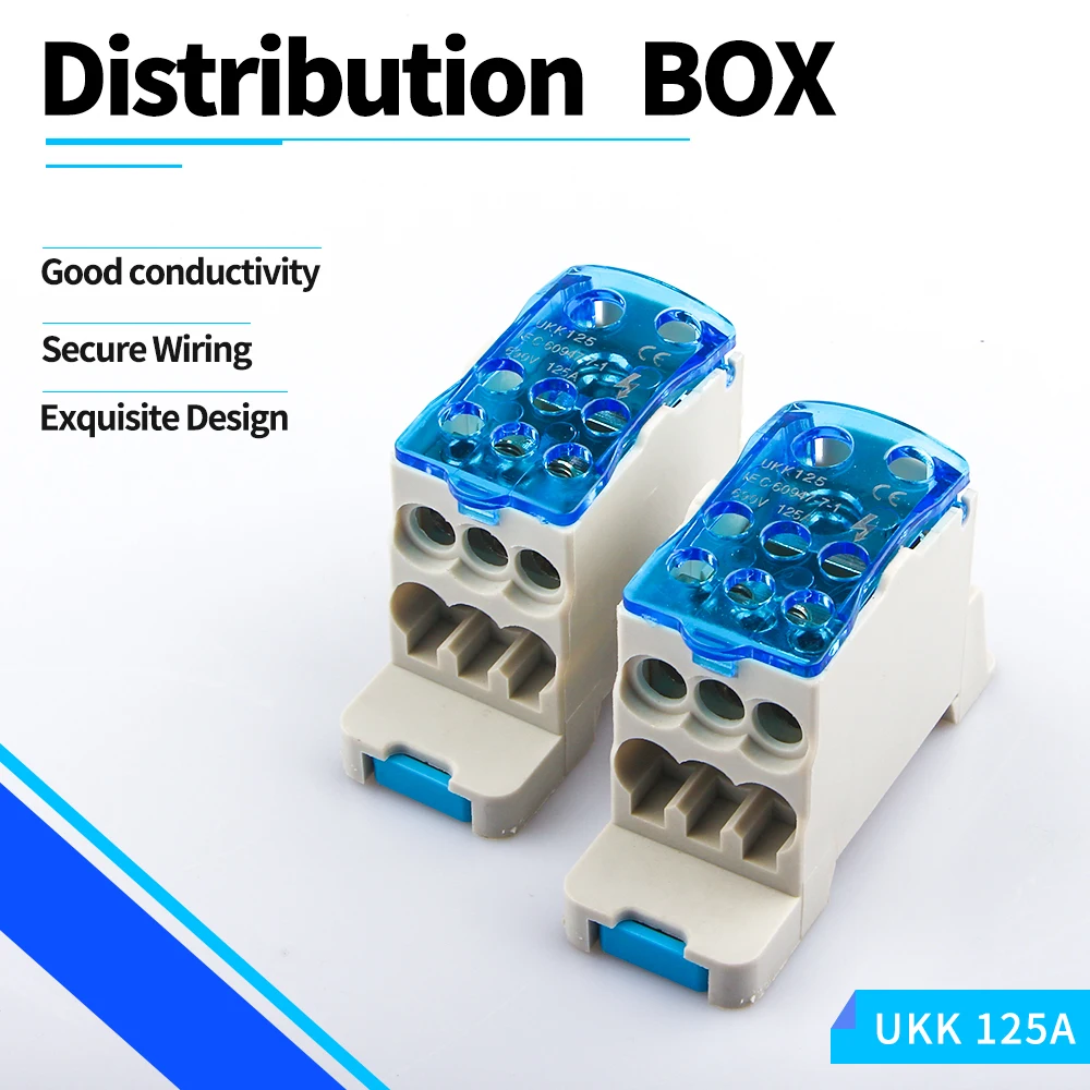 

Din Rail Terminal Block One in Six Out Power Distribution Block Universal Electric Wire Connector Junction Box UKK125A