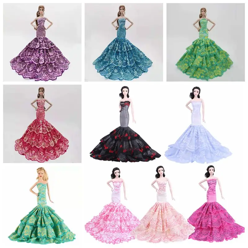 

Fashion Fishtail Off-Shoulder Clothes for Barbie Doll Accessory Party Gown Princess Mermaid Vestidoes Wedding Dress 1/6 BJD Toys