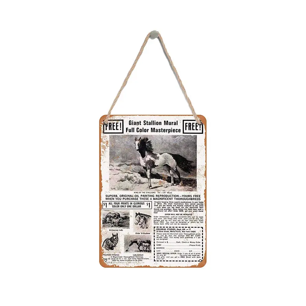

Isaric Wood Hanging Sign 8 X 12 Inches 1969 Giant Stallion Mural Free Funny Wooden Sign