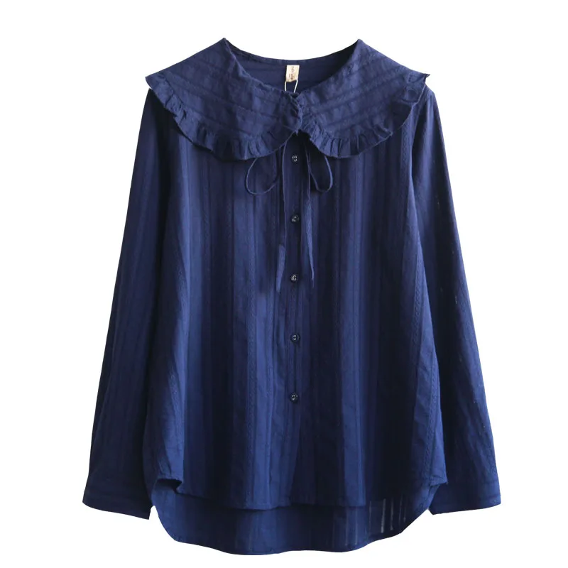 

Women Doll Collar Blouse 2020 Autumn Elegant Fashion Solid Shirts Long Sleeve Female Casual Cover Belly Shirt