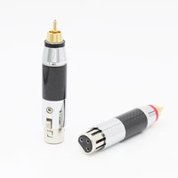 2pcs carbon fiber xlr male xlr female to rca male socket adapter gold balanced cable plug phono
