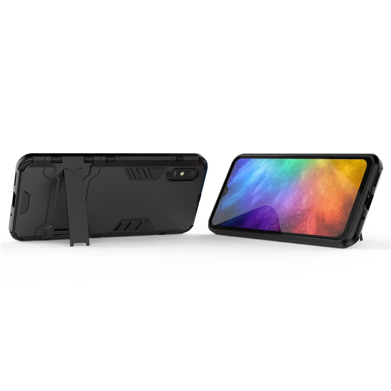 Чехол для Xiaomi Redmi 9A чехол резина + жесткий пластик задняя крышка с подставкой 7 8 9 6A