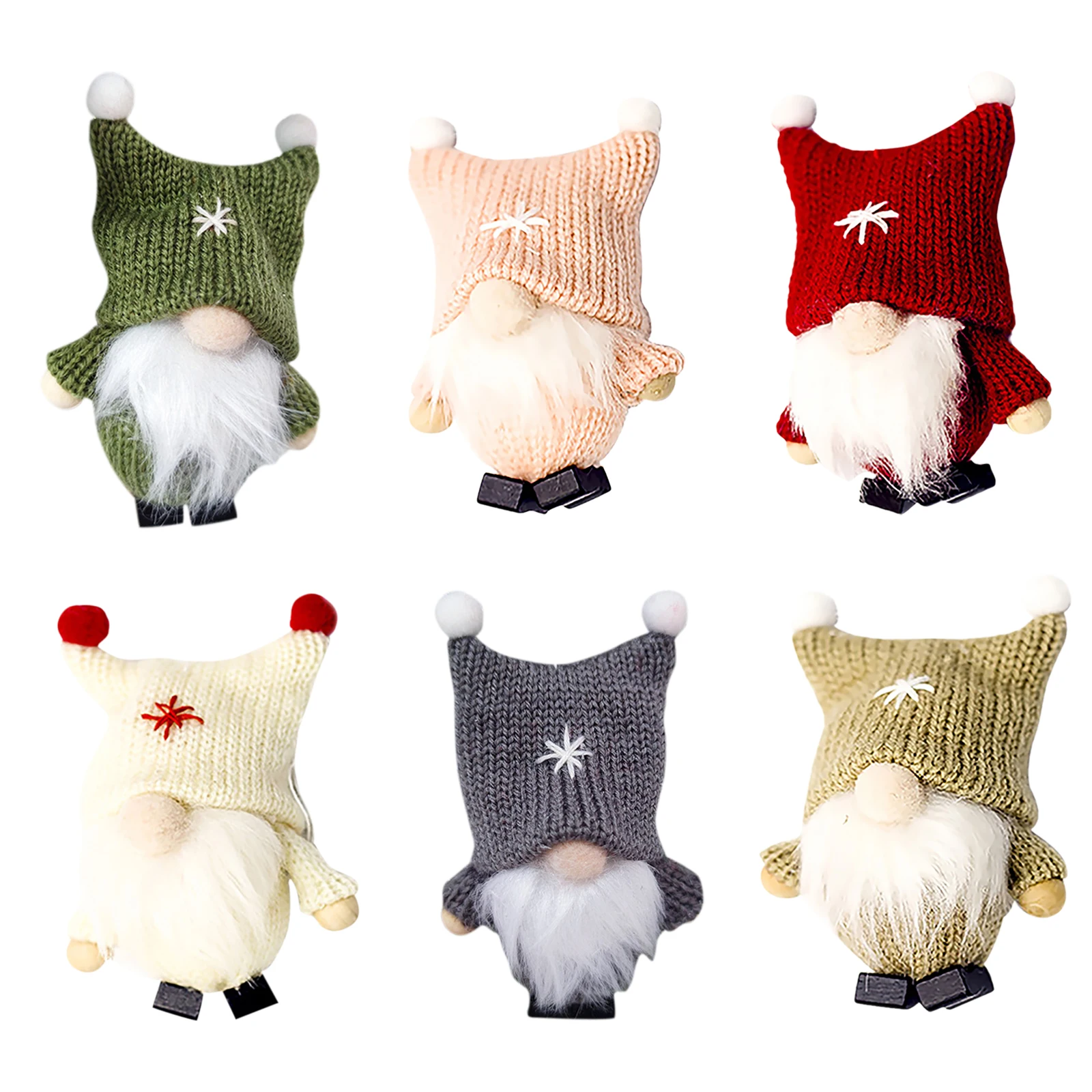 

Christmas Faceless Doll Ornaments Hanging Elf Plush Doll with Knit Hats Christmas Exquisite Gift for Children Key Hanging Doll